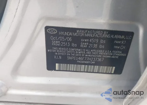 2007 Hyundai Sonata Limited/Se V6 from USA, damaged, VIN 5NPEU46F77H237367